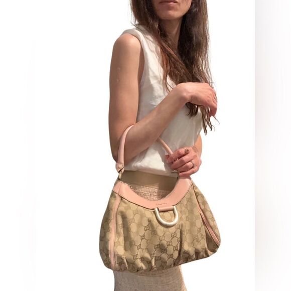 Gucci Pink and Tan Shoulder Bag with Gold Hardware - Picture 2 of 16